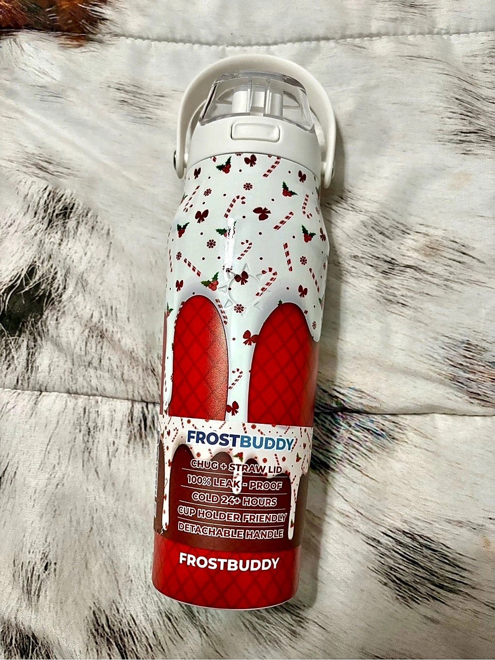 FROSTBUDDY Universal Can Cooler White & Red NWT